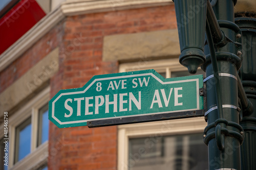 Historic Stephen Ave sign for Calgary's downtown pedestrian mall.