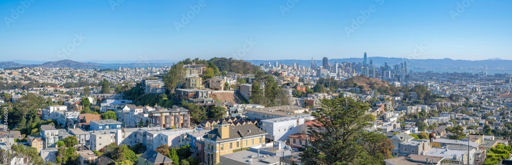 Residential area and hills at the bay area in San Francisco, California