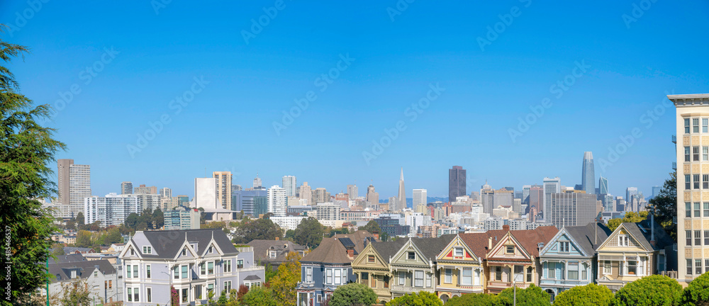 Residential buildings and skyscraper buildings at San Francisco bay area, California