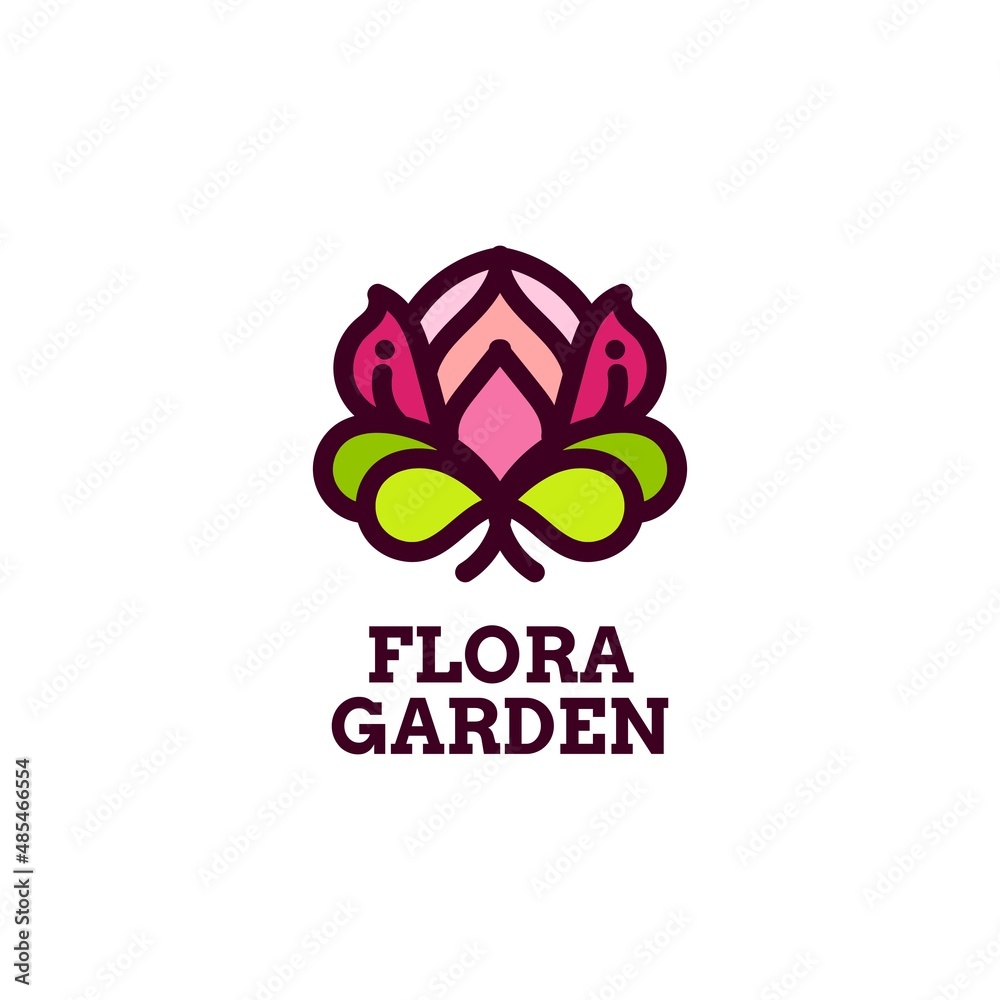 Obraz premium flora garden flower nature logo concept design illustration