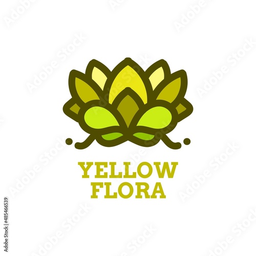 yellow flora flower nature logo concept design illustration