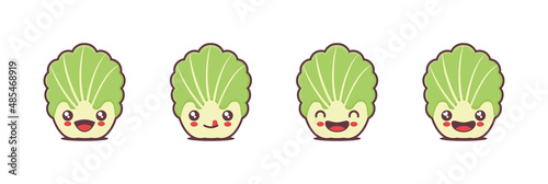 vector Chinese cabbage cartoon mascot, vegetable illustration, with different facial expressions