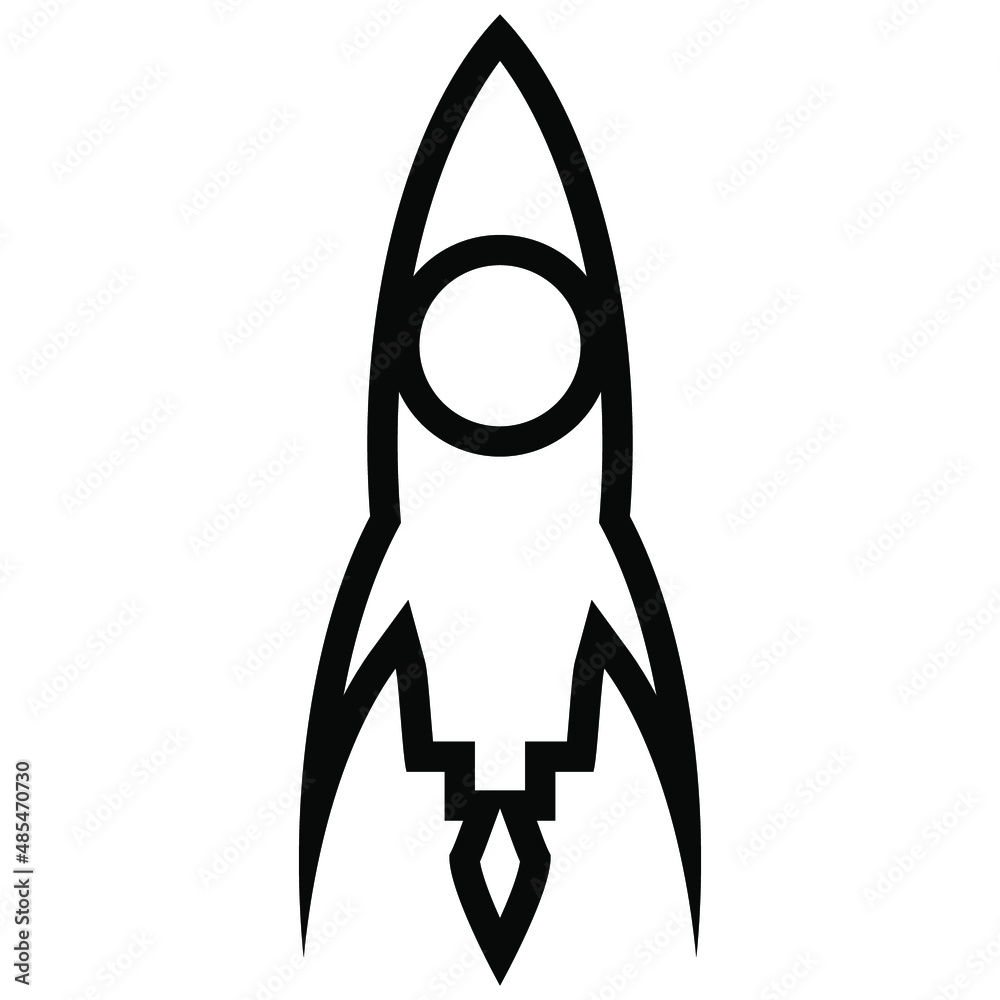 rocket ship icon. Isolated on white. Flat line icon. Vector illustration with flying rocket. Space travel. rocket ship icon. Isolated on white. Flat line icon. Vector illustration with flying rocket. Space travel.