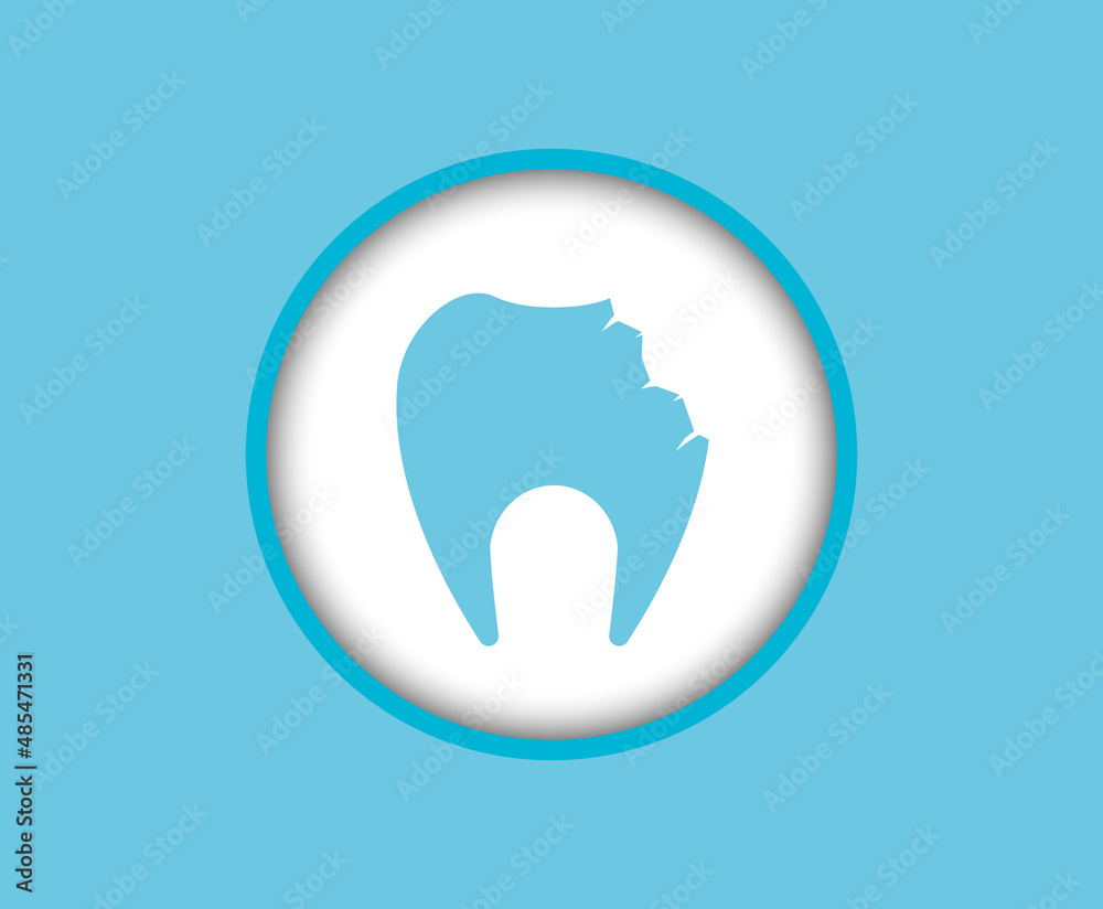 A chipped tooth icon isolated on a white background. Vector logo of a broken tooth. A chipped tooth icon isolated on a white background. Vector logo of a broken tooth.