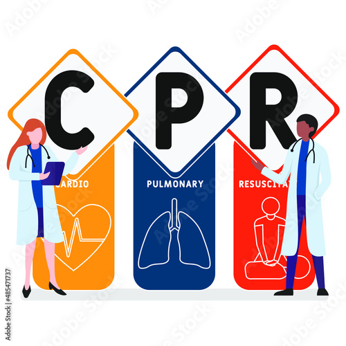 CPR - Cardiopulmonary Resuscitation acronym. business concept background. vector illustration concept with keywords and icons. lettering illustration with icons for web banner, flyer, landing pag
