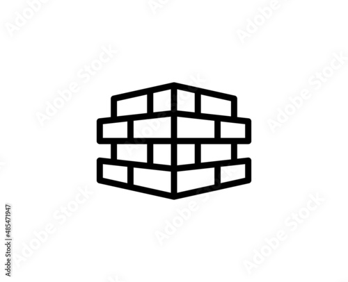 Brick wall premium line icon. Simple high quality pictogram. Modern outline style icons. Stroke vector illustration on a white background.