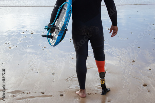 Sticker Close-up of man training on beach alone