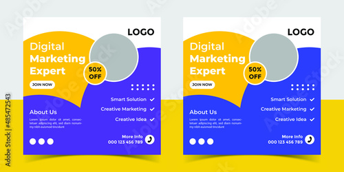 Digital marketing agency business promotion and Instagram post template,Social Media Post and Banner and web banner design template