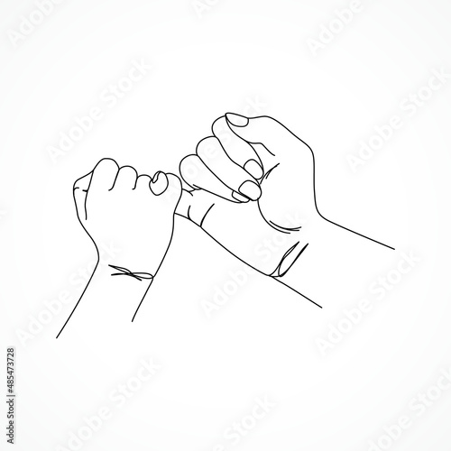 Holding hands pinky promise line art