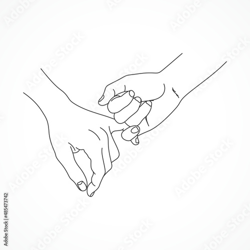 Holding hands pinky promise concept line art photo