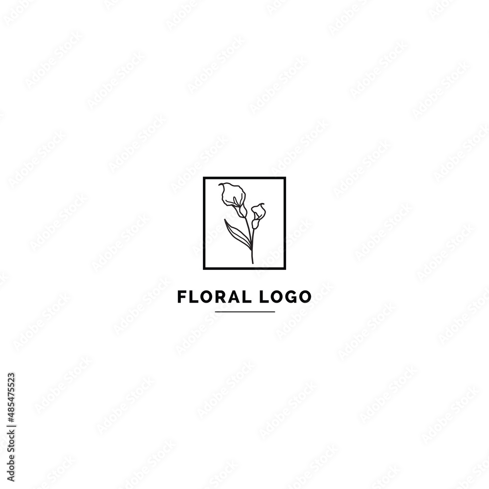 Simple and clean floral logo template. Minimal style logo for business and branding identity.