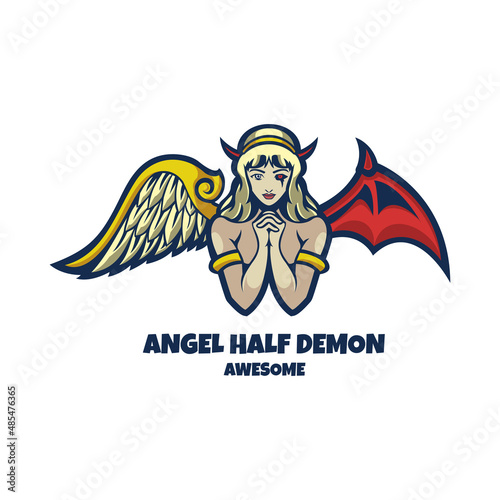 Illustration vector graphic of Angel Half Demon, good for logo design