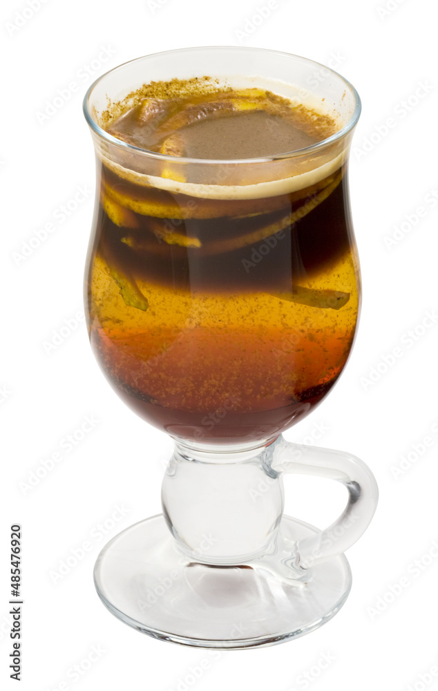 Coffee cocktail with liqueur, lemon and cinnamon Coffee cocktail with liqueur, lemon and cinnamon