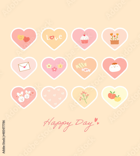 Heart icons set for wedding and valentines day designs Vector
