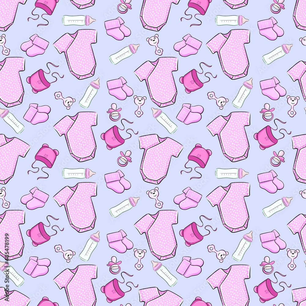 seamless pattern with shoes and accessories