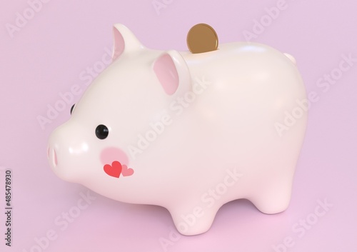 豚の貯金箱とコイン