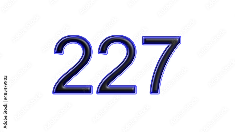 blue 227 number 3d effect white background blue 227 number 3d effect white background
