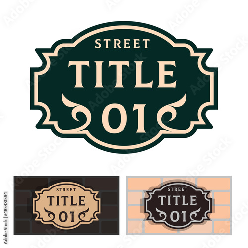 Addressable figured plate with a street number for residential and non-residential premises, houses, shops, cafes. Different colors pattern, isolated vector illustration