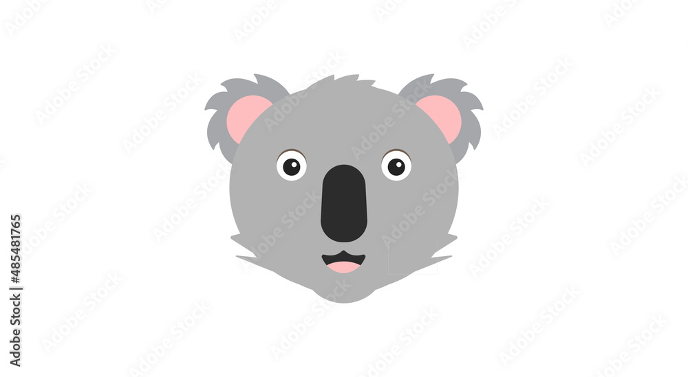 Grey coala head, illustration, vector on a white background. Grey coala head, illustration, vector on a white background.