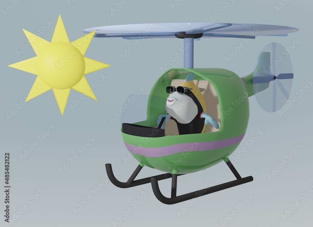 Fish and Helicopter and sunny sky Fish and Helicopter and sunny sky