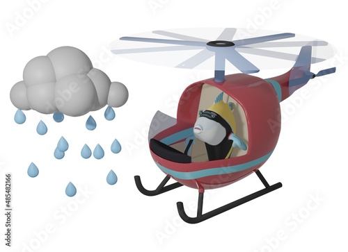 Fish and Helicopter and rain and clouds photo