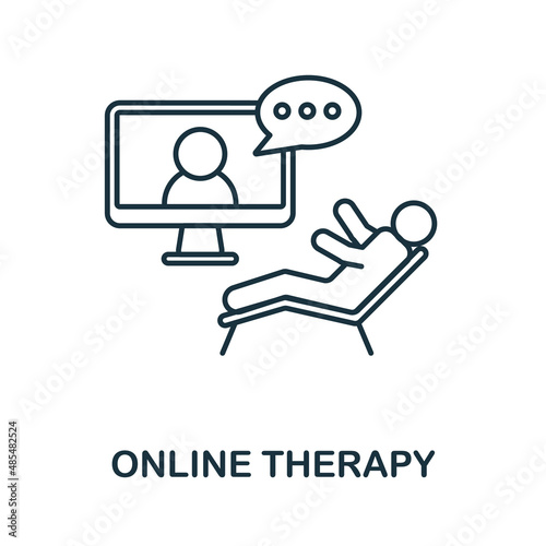 Online Therapy icon. Line element from psychotherapy collection. Linear Online Therapy icon sign for web design, infographics and more.
