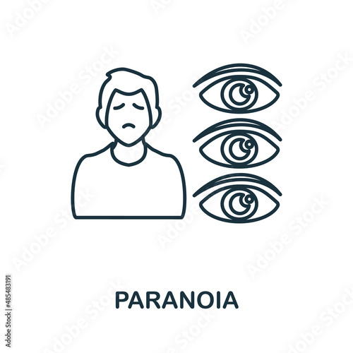 Paranoia icon. Line element from psychotherapy collection. Linear Paranoia icon sign for web design, infographics and more.