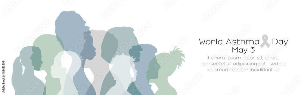World Asthma Day banner.  Card with place for text. Flat vector illustration.	