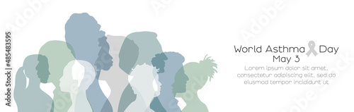 World Asthma Day banner.  Card with place for text. Flat vector illustration.	