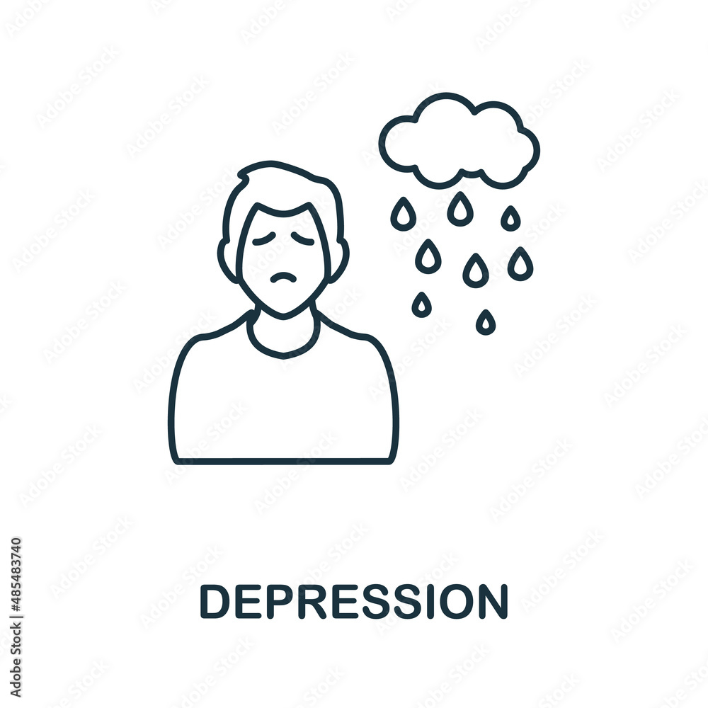 Depression icon. Line element from psychotherapy collection. Linear Depression icon sign for web design, infographics and more. Depression icon. Line element from psychotherapy collection. Linear Depression icon sign for web design, infographics and more.