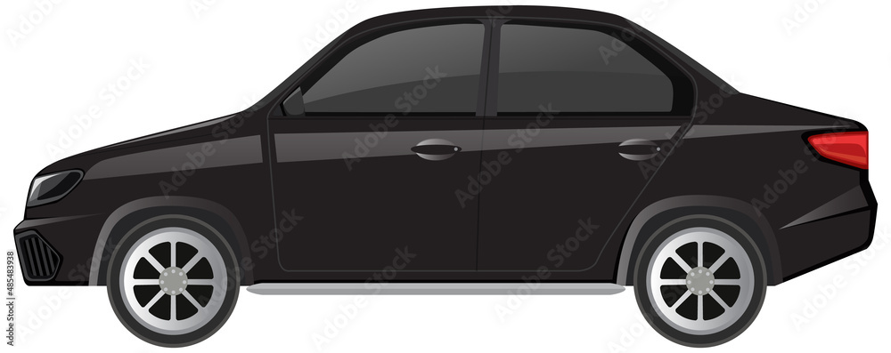 Black sedan car isolated on white background