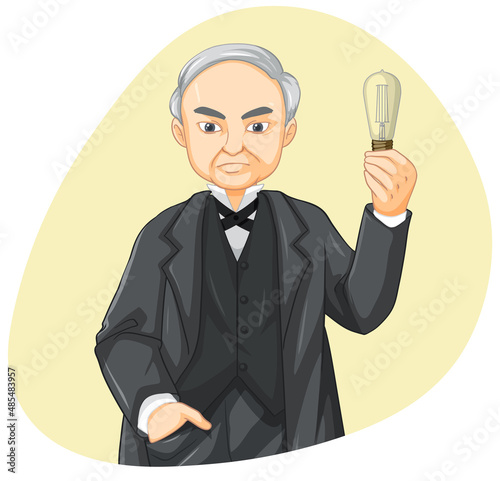 Canvas-taulu Thomas Edison holding light bulb