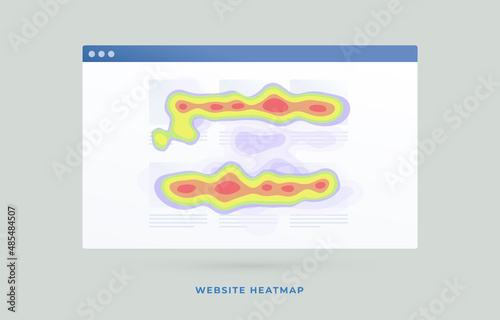 Heat map or website heatmap tool - data technique to visualize the most frequently viewed areas of the web site. Visitor behavior insights concept. Digital Marketing SEO strategy flat vector icon photo