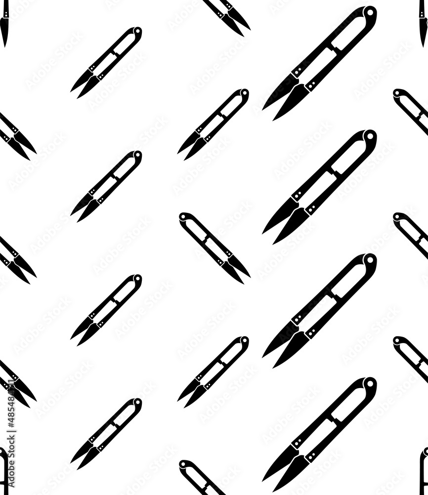 Yarn Shear Icon Seamless Pattern, Cross Stitch Scissors, U Shape Tailor Scissors Yarn Shear Icon Seamless Pattern, Cross Stitch Scissors, U Shape Tailor Scissors