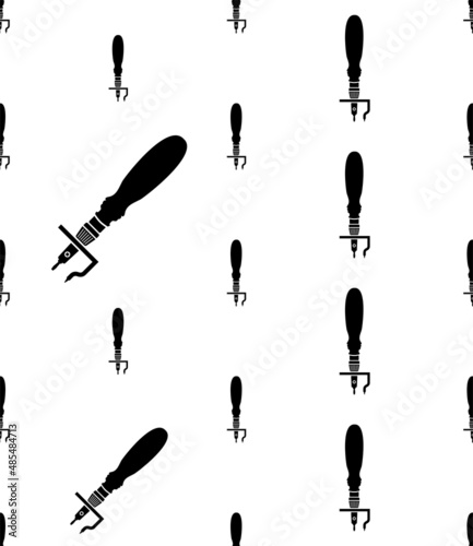 Stitching Groover Tool Icon Seamless Pattern, Leather Craft Icon