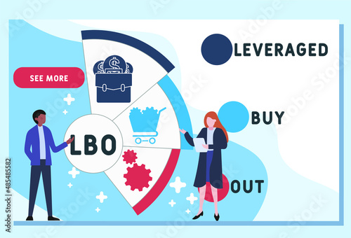 LBO - Leveraged Buyout acronym. business concept background. vector illustration concept with keywords and icons. lettering illustration with icons for web banner, flyer, landing pag