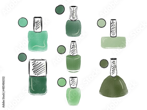 Nail polish illustration of a set of bottles