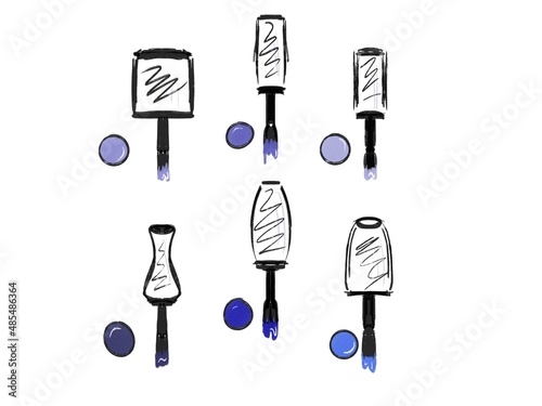 Blue navy nail polish set manicure
