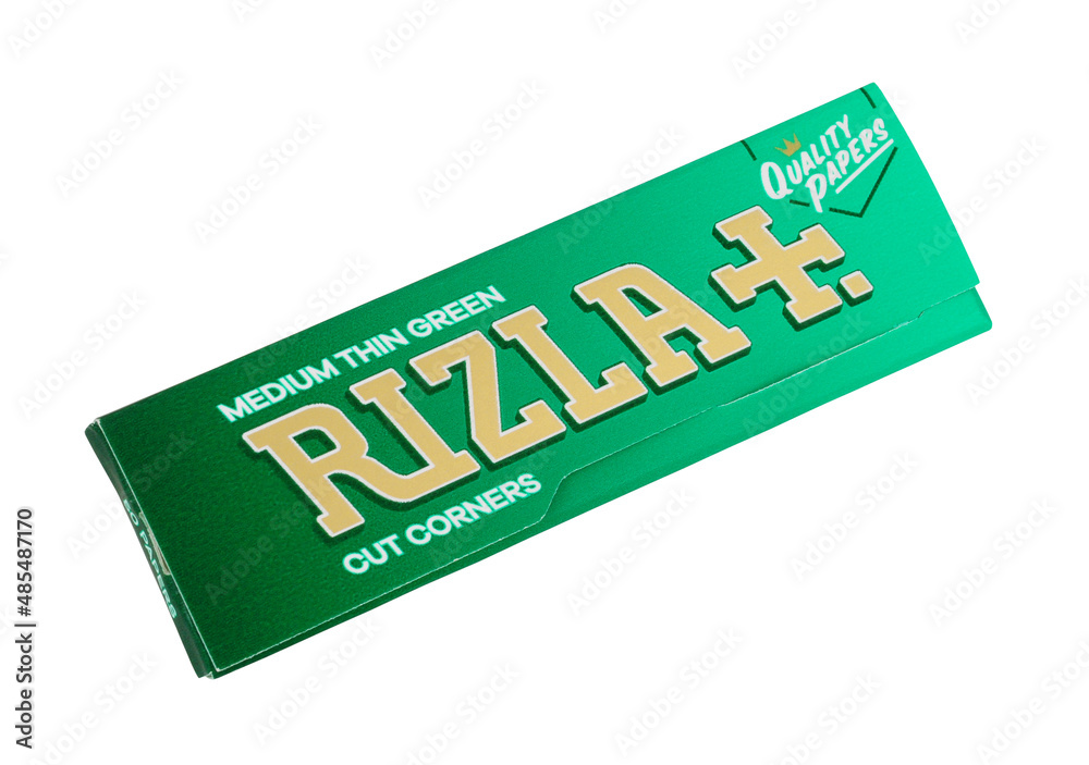 Packet of Rizla green medium thickness cigarette hand rolling papers