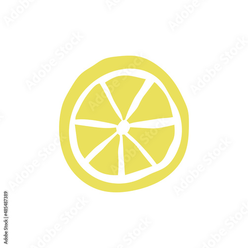 Lemon slice. Cutouts fruit. Shape colored cardboard or paper. Funny childish applique