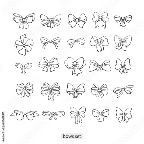 Set of hand drawn bows