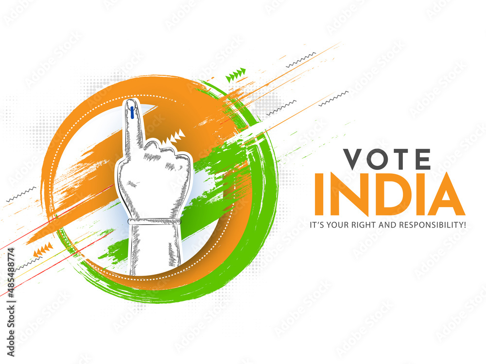 Vote India, It's Your Right And Responsibility Text With Sticker Style