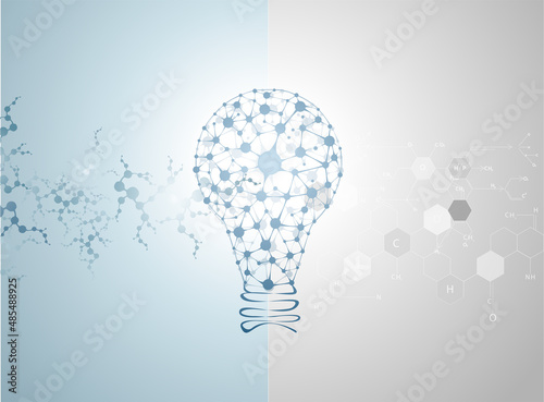 Polygon light bulb, success idea. Network background.