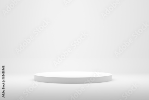 Murais de parede Blank white podium platform or pedestal with white background for product display