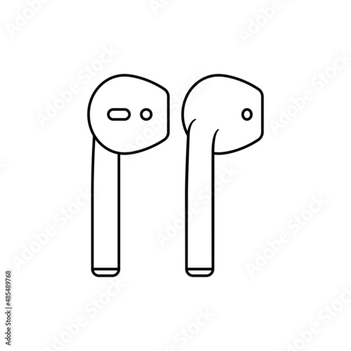 Portable Wireless Earphone Outline Icon Illustration on White Background Suitable for Music, Stereo, Audio Icon