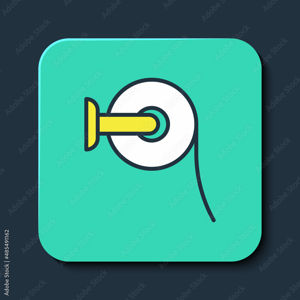 Filled outline Toilet paper roll icon isolated on blue background. Turquoise square button. Vector Filled outline Toilet paper roll icon isolated on blue background. Turquoise square button. Vector