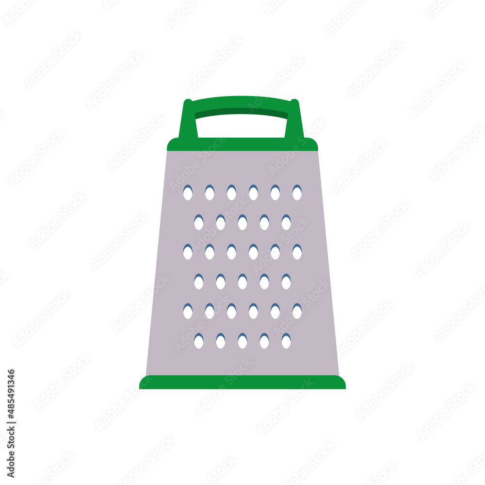 Grater in flat design. Kitchen utensils on an isolated white background. Vector stock illustration Grater in flat design. Kitchen utensils on an isolated white background. Vector stock illustration