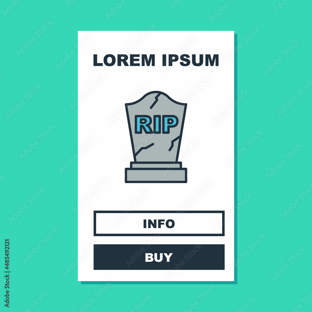 Filled outline Tombstone with RIP written on it icon isolated on turquoise background. Grave icon. Happy Halloween party. Vector Filled outline Tombstone with RIP written on it icon isolated on turquoise background. Grave icon. Happy Halloween party. Vector