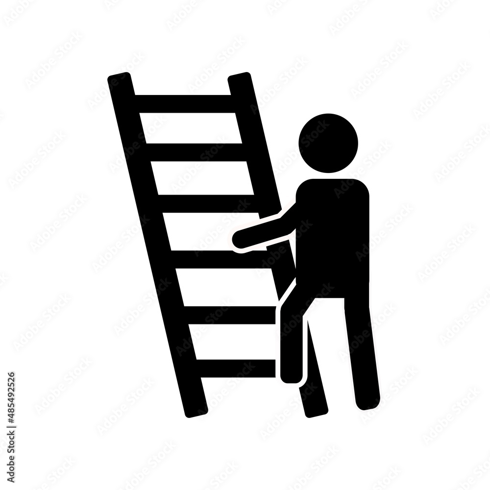 Person climbing a ladder icon. Vector illustration for graphic design Person climbing a ladder icon. Vector illustration for graphic design