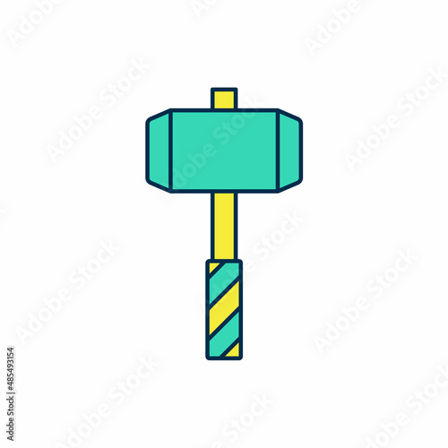 Filled outline Medieval battle hammer icon isolated on white background. Vector